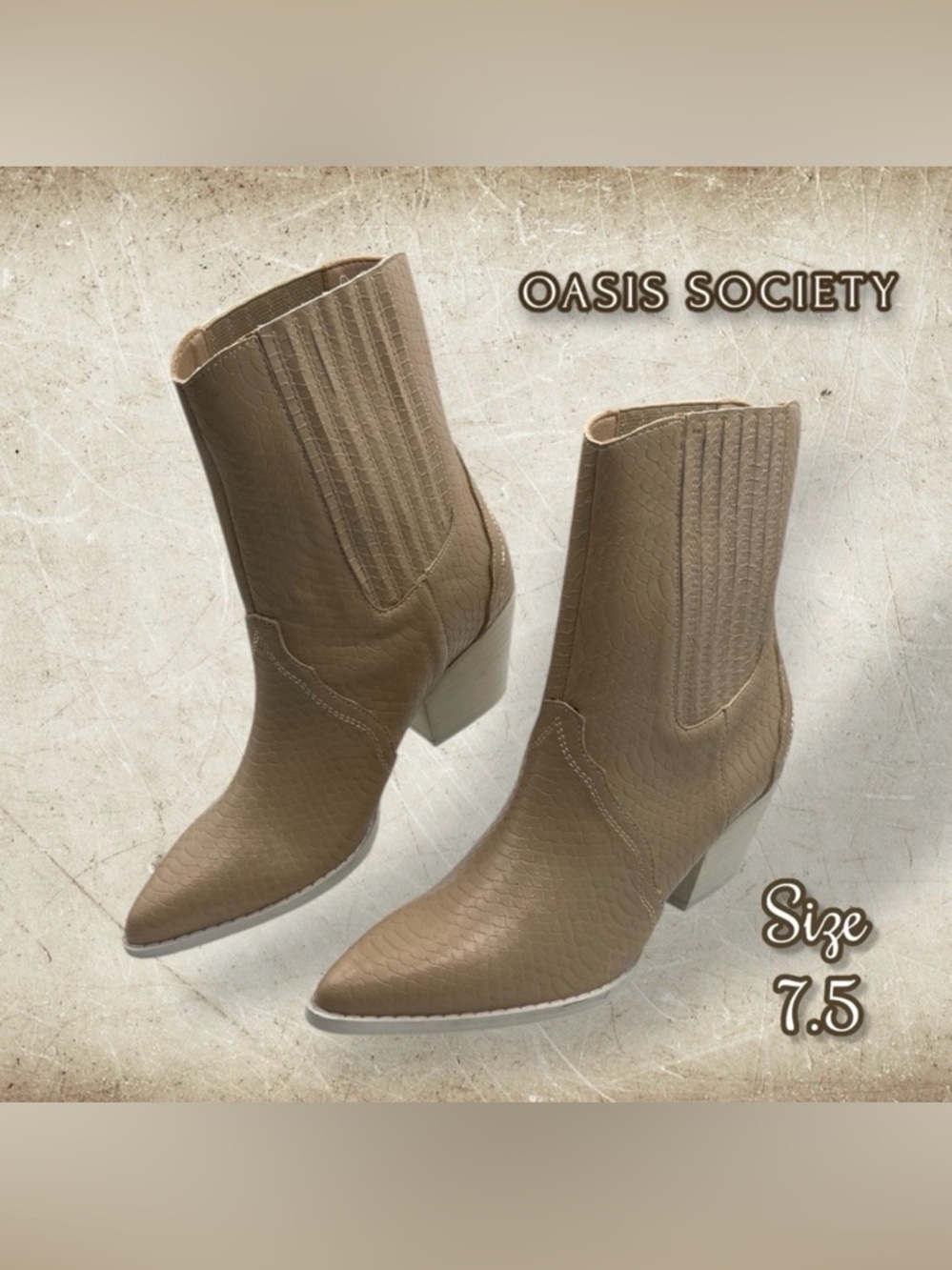 OASIS SOCIETY Beige Paneled Western Boots Size 7